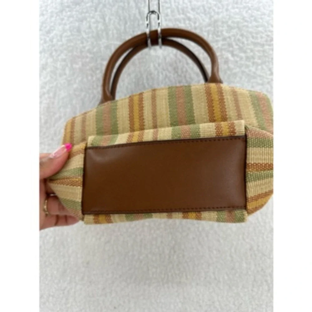 Fossil Satchel Bag Womens Small Multicolor Striped Woven Good Crossbody Strap